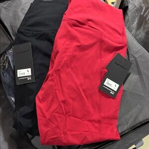 90 Degree By Reflex Women’s High-Waist Leggings in Red & Black (2pair)